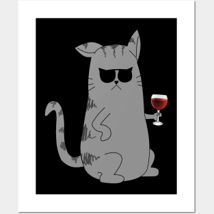 Cool Cat Wine Connoisseur Posters and Art